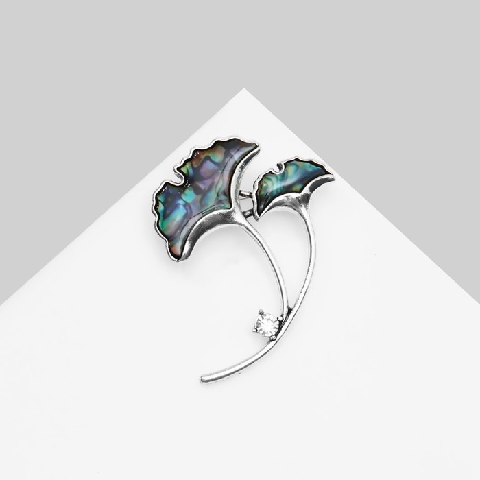 Брошь &laquo;Галиотис&raquo; цветы-зонтики, цвет зелёный в серебре