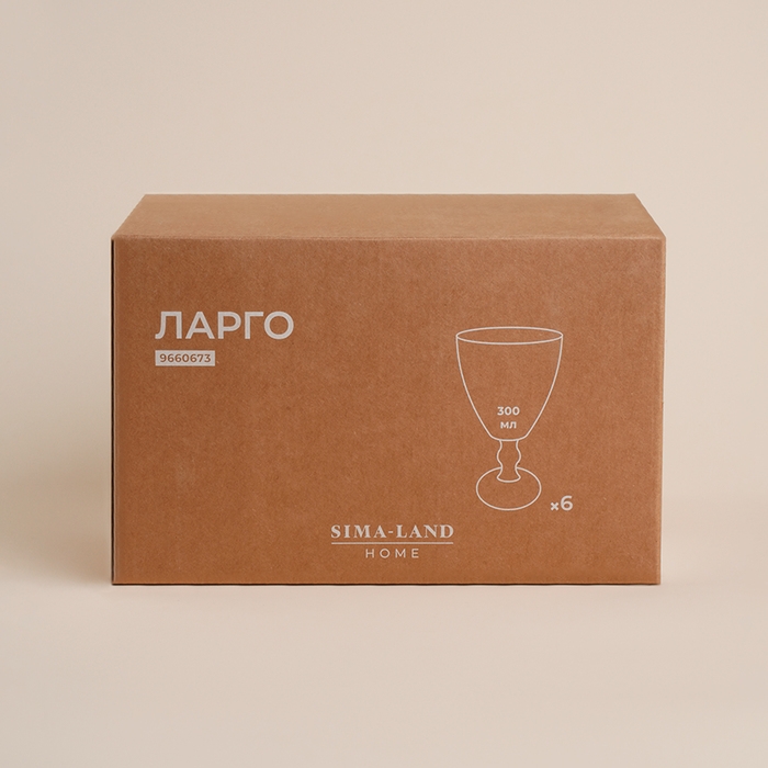 Набор бокалов для вина стеклянный SL Home &laquo;Ларго&raquo;, 300 мл, 9&times;17 см, цвет прозрачный