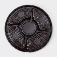 Менажница пластиковая одноразовая, d=26&times;4,2 см, 5 секций, дно, круглая, цвет коричневый