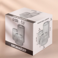 Органайзер для ватных палочек и дисков, с крышкой, 3 секции, 14 &times; 14 &times; 13 см, цвет прозрачный