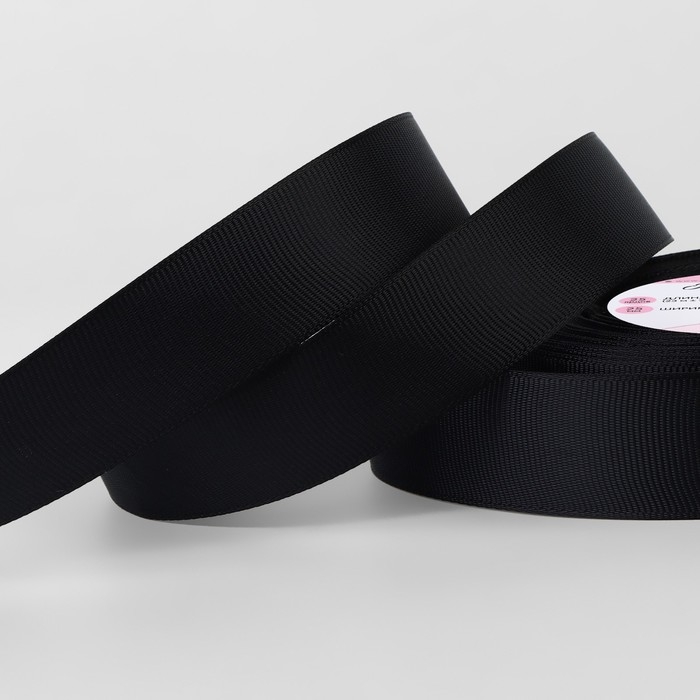 Лента репсовая, 25 мм, 23 &plusmn; 1 м, цвет чёрный №39