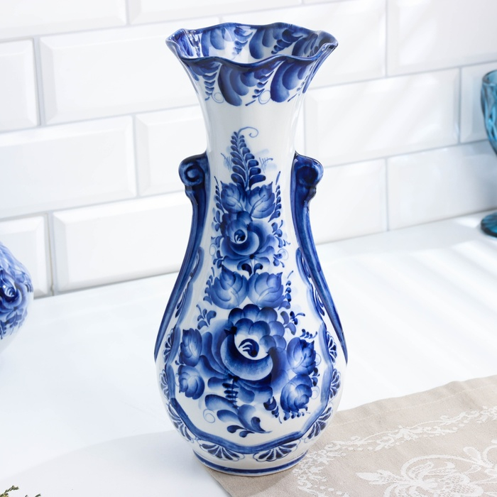 Ваза &laquo;Катерина&raquo;, 11&times;11&times;30 см, гжель