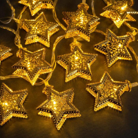 Гирлянда &laquo;Нить&raquo; 4 м с насадками &laquo;Звёздочка&raquo;, IP20, прозрачная нить, 20 LED, свечение тёплое белое, 8 режимов, 220 В