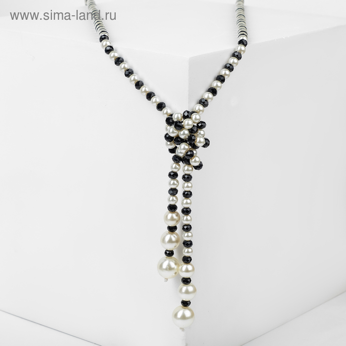 Бусы &laquo;Роскошный жемчуг&raquo; гирлянда, шар №8, цвет чёрно-белый, L=107 см