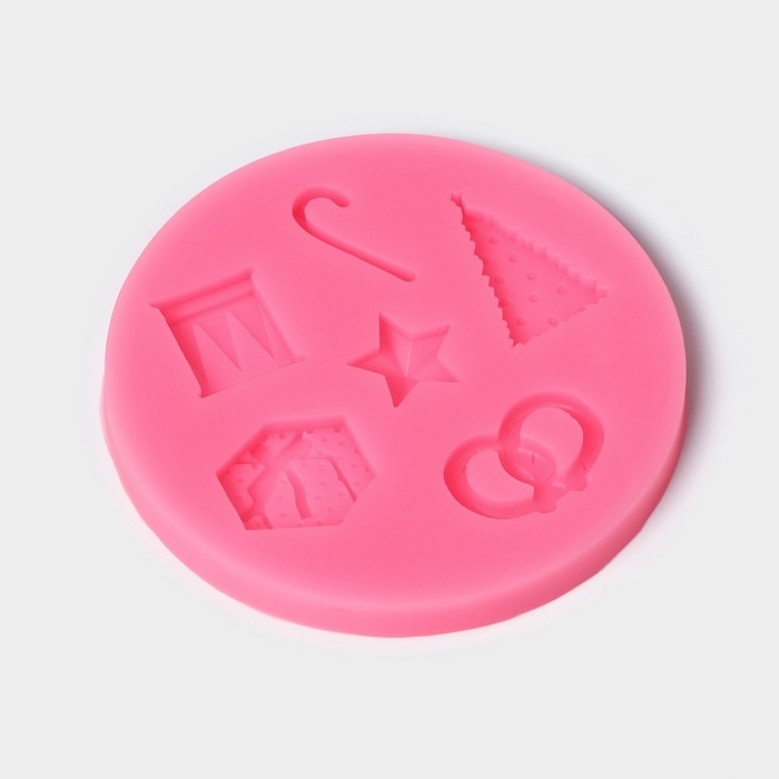 Молд новогодний &laquo;Новогодние атрибуты&raquo;, силикон, 10&times;10&times;1 см, цвет МИКС