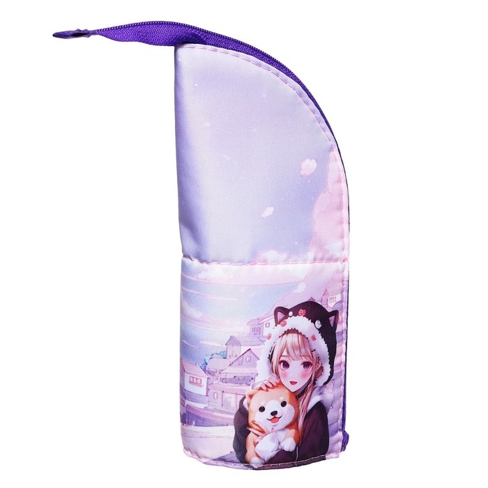 Пенал тубус-подставка, 85 х 210 х 65 мм, мягкий, тканевый, Calligrata, ПМО 12-20 "Друзья корея"