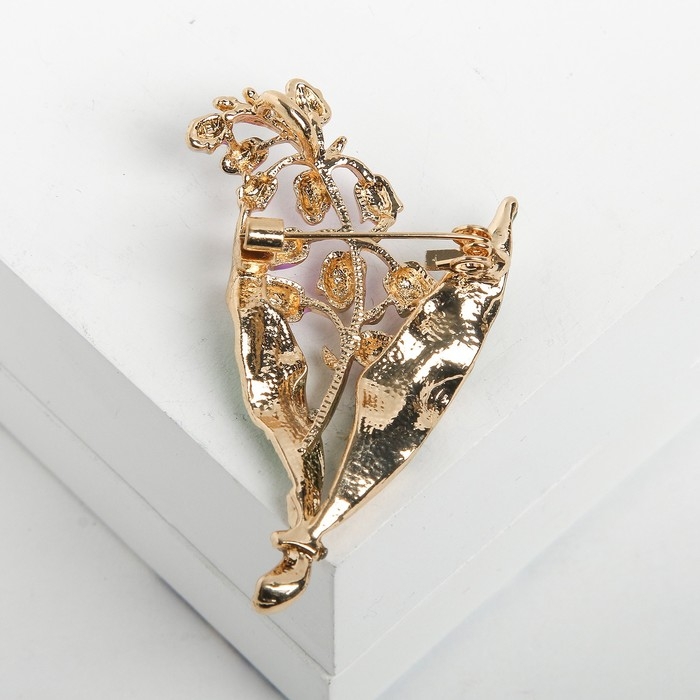 Брошь &laquo;Цветы&raquo; колокольчики, цветная в золоте