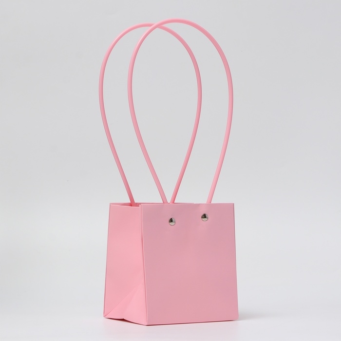 Сумка для цветов, квадратная, розовая, влагостойкая, 13х12х12 см