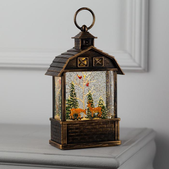 Светодиодная фигура &laquo;Олени в лесу&raquo; 14 &times; 24 &times; 8 см, пластик, батарейки ААх3 (не в комплекте), USB, свечение тёплое белое