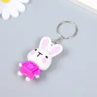 Брелок резина "Зайчик в комбинезоне" МИКС 3х1,7х6 см