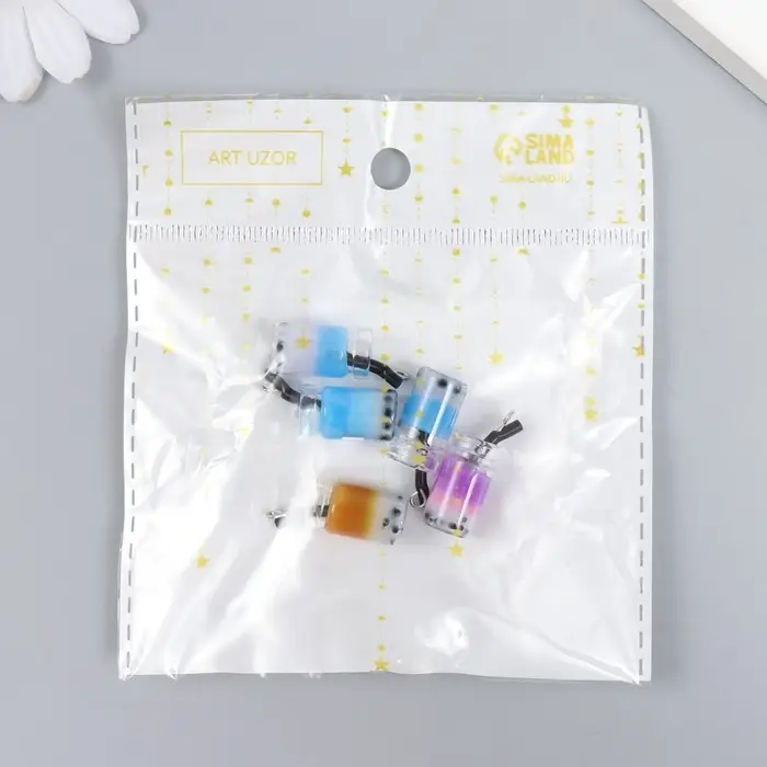 Декор для творчества стекло, пластик "Смузи в банке с петелькой" МИКС 1х1х2,3 см