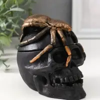 Шкатулка с крышкой &laquo;Череп&raquo;, 10&times;8&times;10 см, чёрная