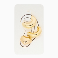 Набор серьги и каффы 3 шт. &laquo;Бублик&raquo; сердце, цвет золото