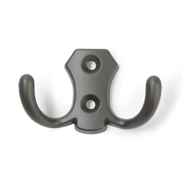 Крючок мебельный ТУНДРА TKd=007, двухрожковый, графит