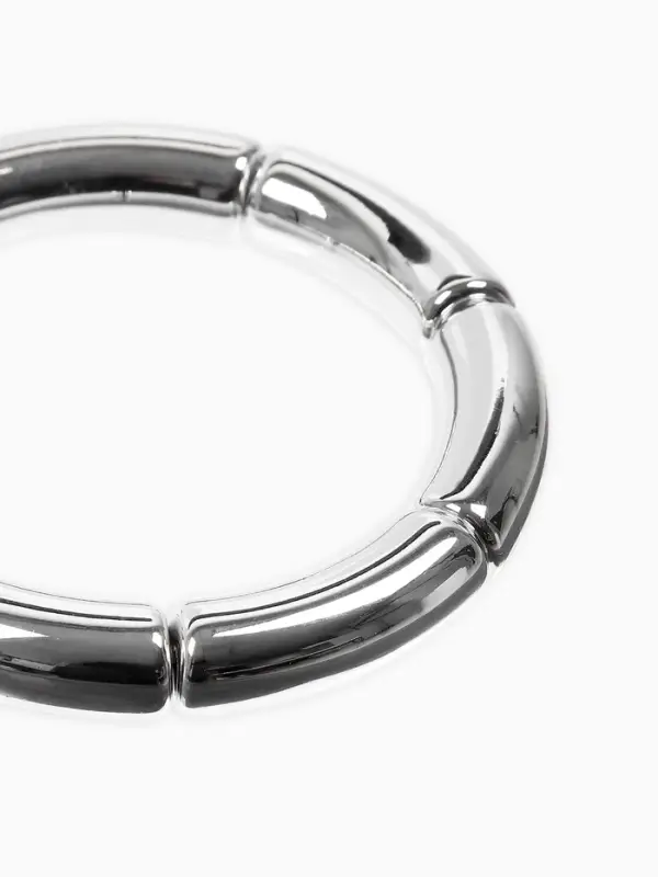 Браслет пластик на резинке "Стиль" гладкий, цвет серебро