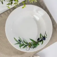 Тарелка глубокая &laquo;Оливки&raquo;, 225 мл, d=20 см, цвет белый, рисунок микс, фарфор