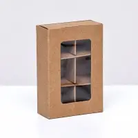 Коробка для 6 конфет, 8.7&times;5.8&times;2.5 см, Тонкие разделители, крафт