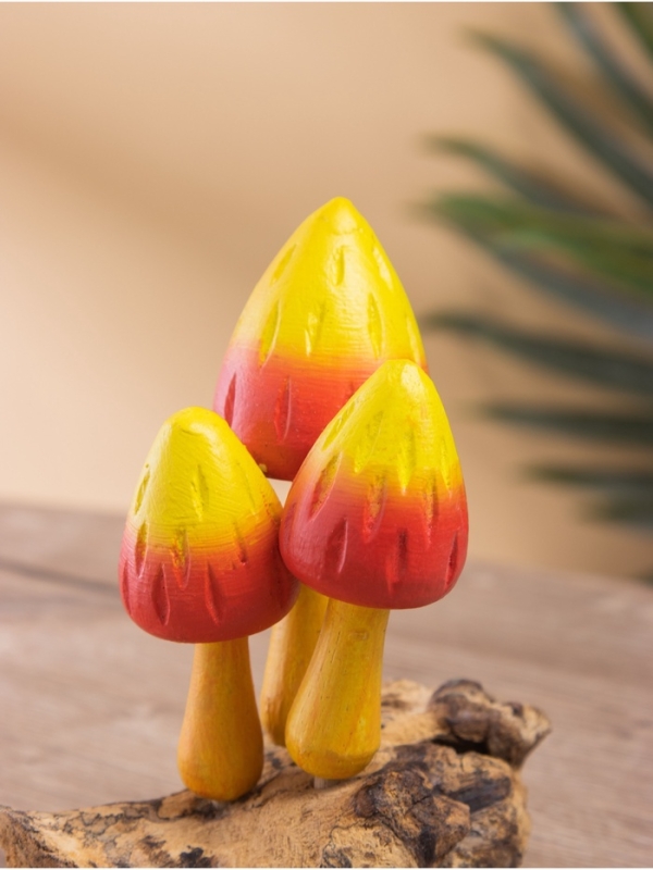 Сувенир "Грибочки" дерево, 14х8х15 см, цв. красно-желтый