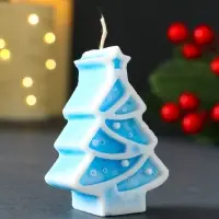 Свеча новогодняя "Ёлочка с гирляндой" 55х75 мм, голубой