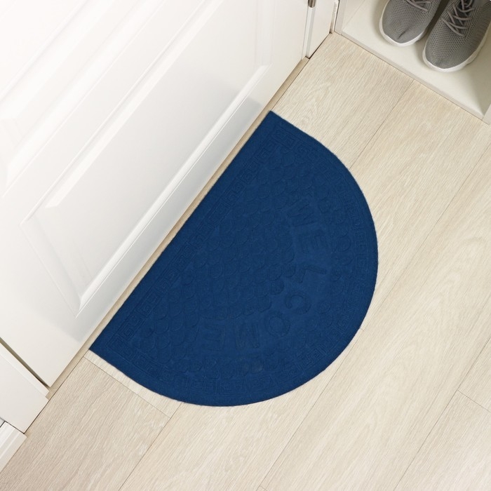 Коврик влаговпитывающий придверный полукруглый без окантовки Доляна &laquo;Спираль&raquo;, 38&times;58 см, цвет МИКС