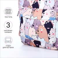 Рюкзак школьный из текстиля на молнии, 3 кармана, пенал, цвет разноцветный