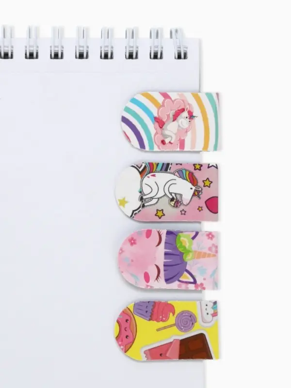 Магнитная закладка для книг, 4 штуки, 2&times;7 см, &laquo;Пони и единороги&raquo;