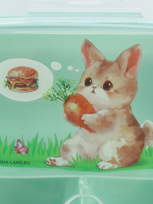 Ланч-бокс с клапаном, 3 секции, "Зайка", 14 х 14 х 5 см