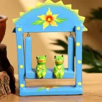 Сувенир &laquo;Лягушата на качелях&raquo;, 10&times;3.5&times;15 см, дерево, голубой