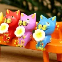 Сувенир "Котята на скамейке" дерево 19х8х6 см, цв. оранжевый