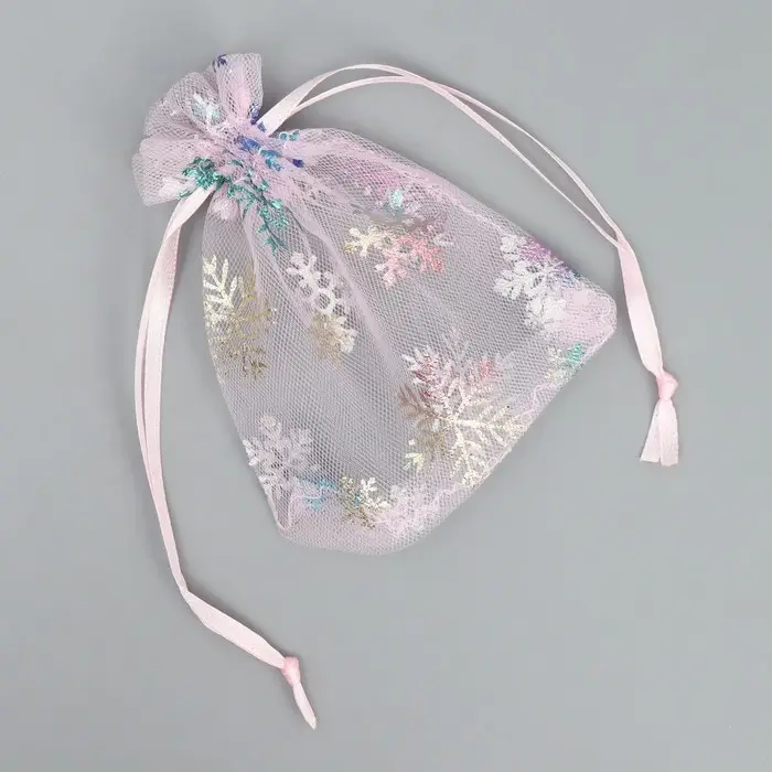 Мешочек подарочный органза &laquo;Нежность в Новом Году&raquo;, голография, органза,10 х 12 см +/- 1.5 см