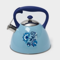 Чайник со свистком из нержавеющей стали Доляна &laquo;Свиристель&raquo;, 3 л, цвет голубой