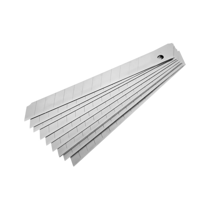 Лезвия для ножей ТУНДРА, сегментированные, 9 мм, 10 контейнеров по 10 лезвий, 100 шт.