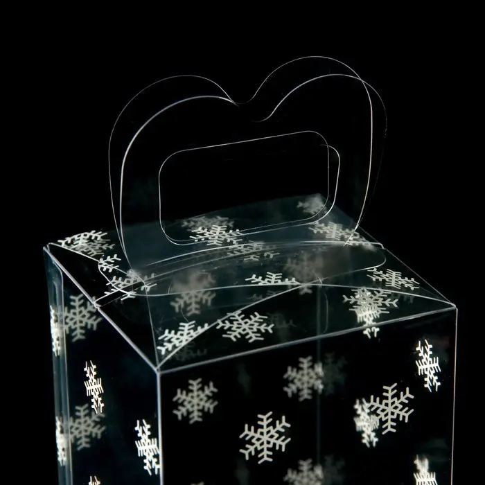 Коробка подарочная новогодняя складная ПВХ &laquo;Снежинки&raquo; 12&times;7&times;7 см