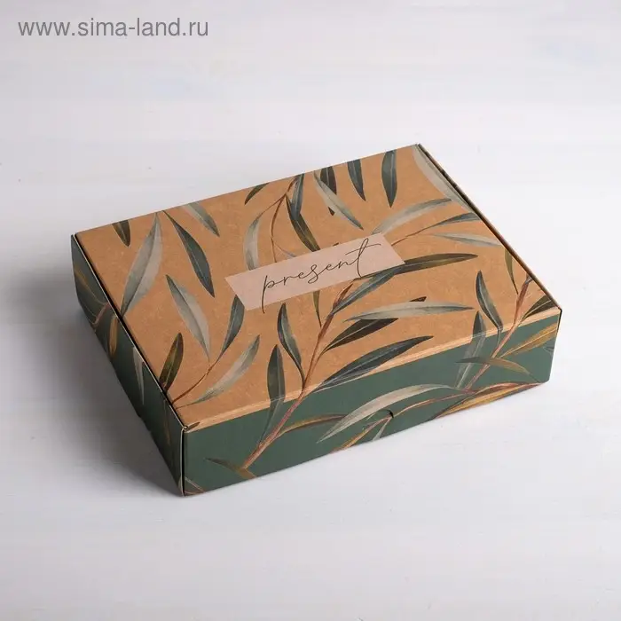Коробка подарочная складная крафтовая, упаковка, &laquo;Present&raquo;, 21 х 15 х 5 см