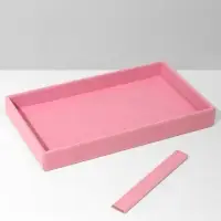 Подставка для украшений 2 места, флок, 21&times;12.5&times;2.5 см, розовая