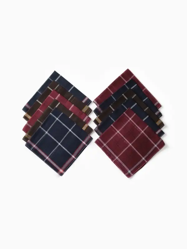 Платки носовые мужские Экономь и Я "Клетка" 38*38 см, (набор 10 шт), рис. МИКС,100% пэ