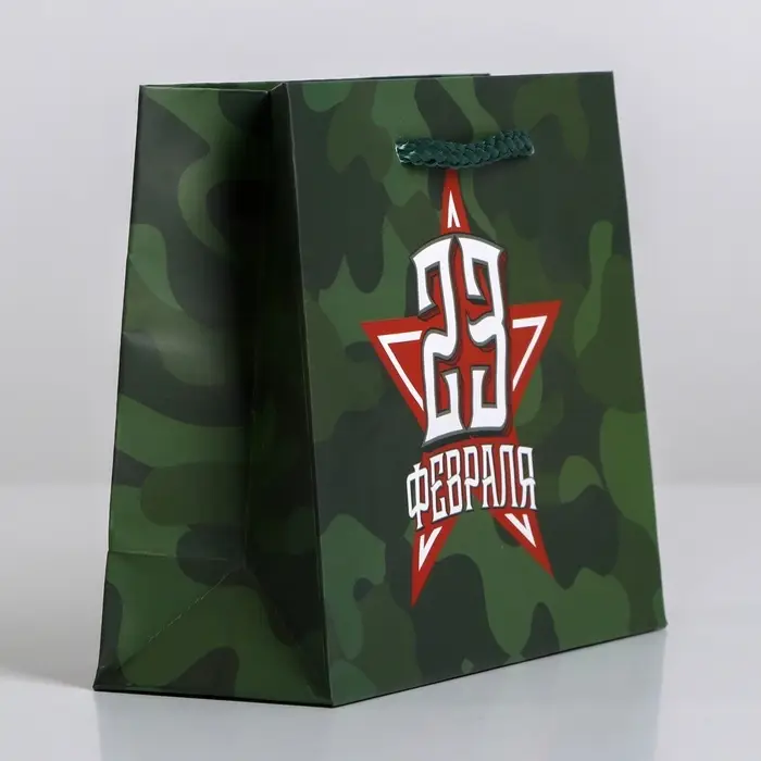 Пакет подарочный ламинированный, упаковка, &laquo;С 23 февраля&raquo;, S 15 х 12 х 5.5 см