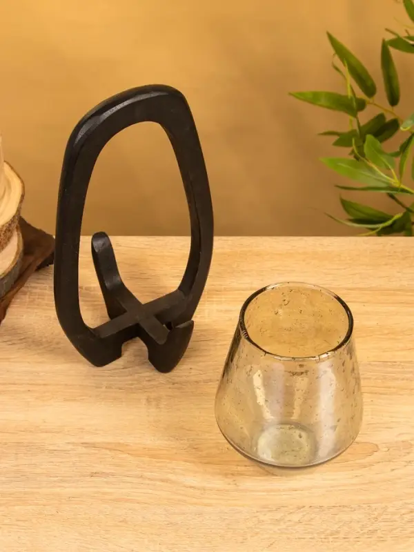 Подсвечник "Аура" 13х15х26 см, стекло, дерево