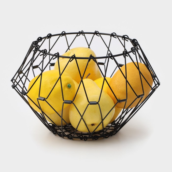 Фруктовница Доляна раскладная, 29&times;29&times;4,5 см, цвет чёрный
