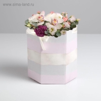 Коробка подарочная складная шестигранник &laquo;Полоски нежности&raquo;, 17 х 14,8 х 19,5 см