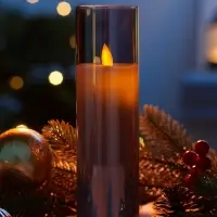 Светодиодная свеча "Серебристая" 18х5.5 см, AAx2 (не в компл.), Т/БЕЛЫЙ