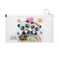 Папка-конверт на молнии формат А65, 180 мкр "Котики, Панды, Единороги", МИКС