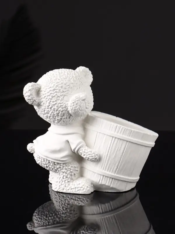 Кашпо "Медведь с горшочком" 9х10х6 см, натуральный