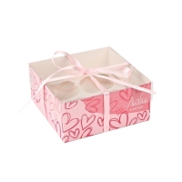 Коробка для капкейков, кондитерская упаковка, 4 ячейки &laquo;Люби и мечтай&raquo;, 16 х 16 х 7.5 см