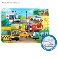 Пазл в рамке &laquo;Полезные машины&raquo;, 34 детали + раскраска