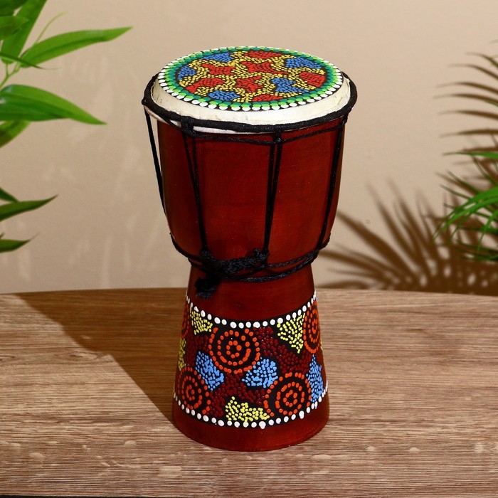 Сувенирный музыкальный инструмент "Барабан Джембе Разноцветный" 13x13x24 см, МИКС
