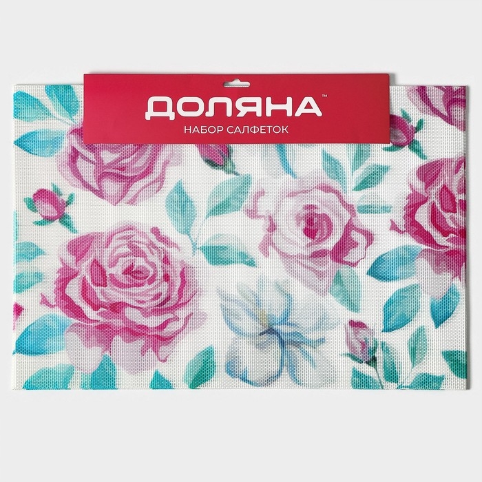 Салфетки сервировочные на стол Доляна &laquo;Бутоны&raquo;, 4 шт, 45&times;30 см