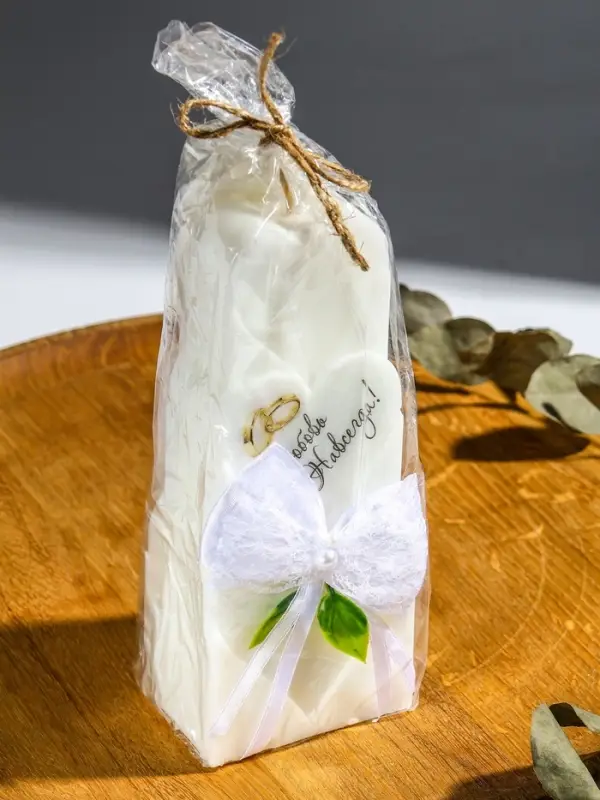 Свечи свадебные "Любовь Навсегда" набор 3 шт (18,5 см + 2 шт по 18 см), белый