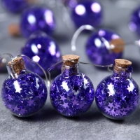 Гирлянда &laquo;Нить&raquo; 1.6 м с насадками &laquo;Синие шарики&raquo;, IP20, серебристая нить, 15 LED, батарейки ААх2 (нет в комплекте), свечение белое