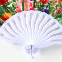 Веер пластик, текстиль "Пластилиновые цветы" МИКС 23 см